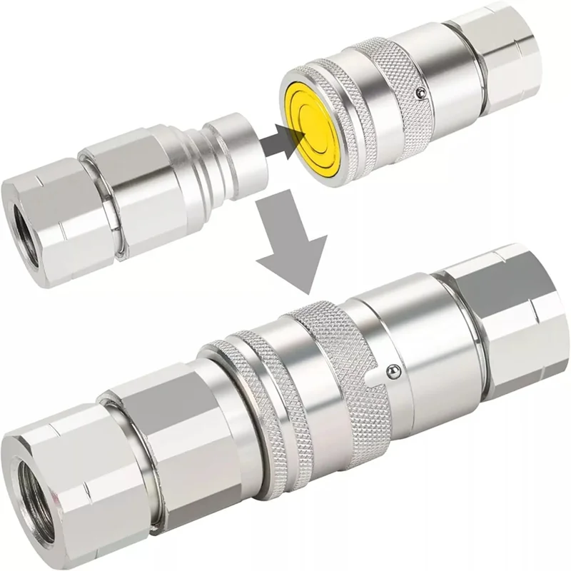 SANQ 1Sets Hydraulic Quick Connect Couplers 1/2Inch SAE Flat Face For Skid Steer Bobcat