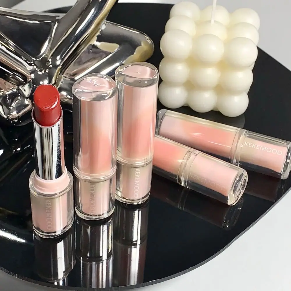 Jelly Mirror Lipstick, tubo redondo, impermeável, Clear Lip Glaze, doce, copo não-pegajoso, luz da água, Lip Gloss, 6 cores