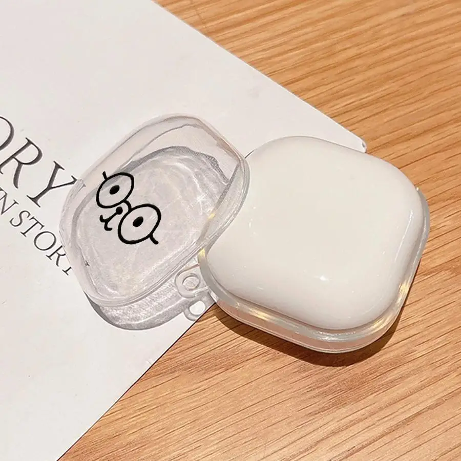 Case For Samsung Galaxy Buds 2Pro 3 FE 3Pro 4Pro 4 Pro 2 Live Clear Earphone Cases Cover With Hook Ins Funny Simple Bear Face view 3