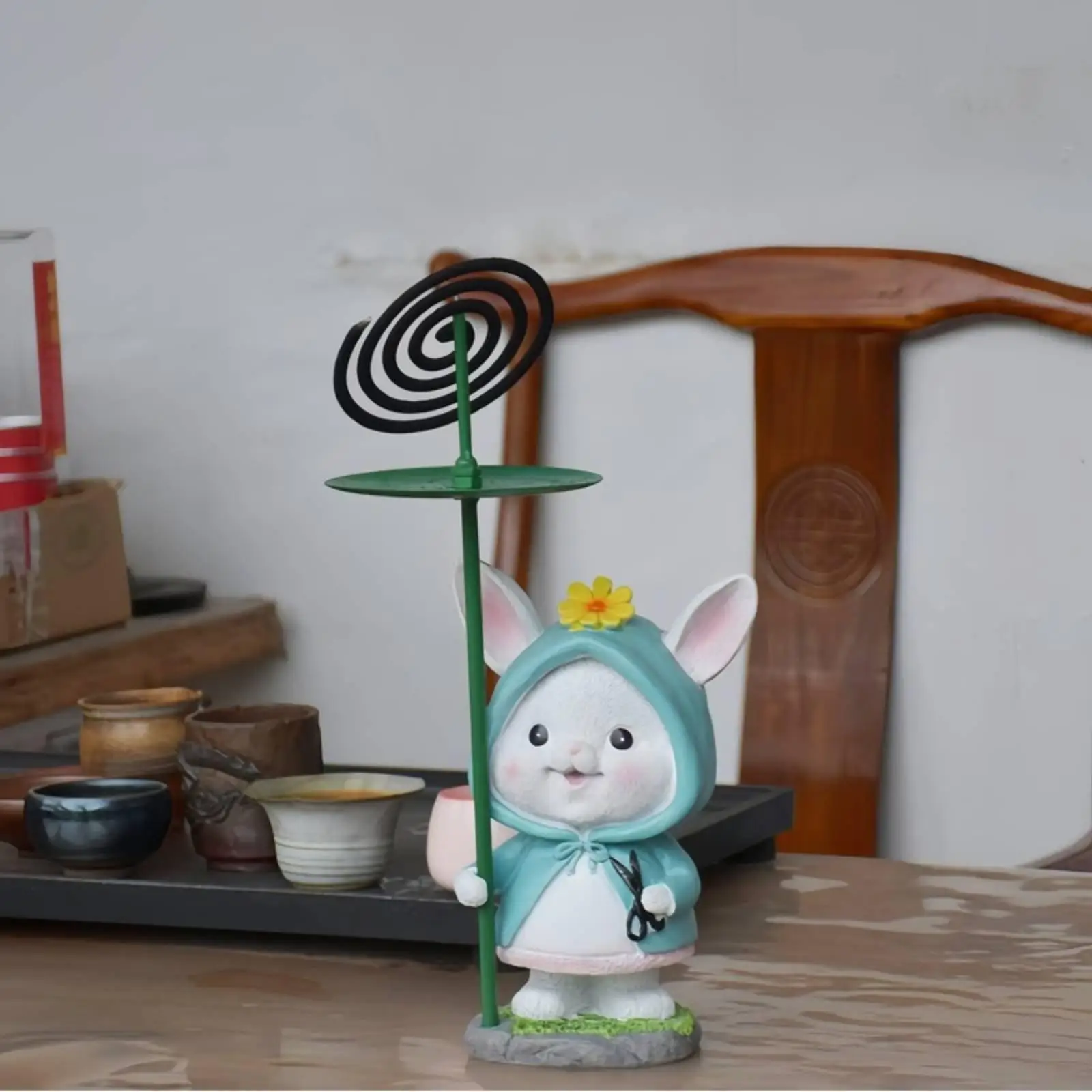 動物型蚊よけスタンド-レジン製フィギュアホルダー-屋外用スパイラルコイル装飾-ガーデン・芝生・パティオ用