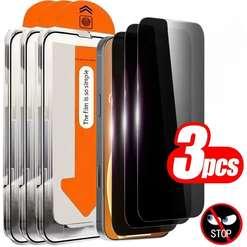 3Pcs Privacy Screen Protector for IPhone 17 16 15 Pro Max 16E Air Tempered Glass For IPhone 14 13 12 11 Pro Mini XR XS Max Glass