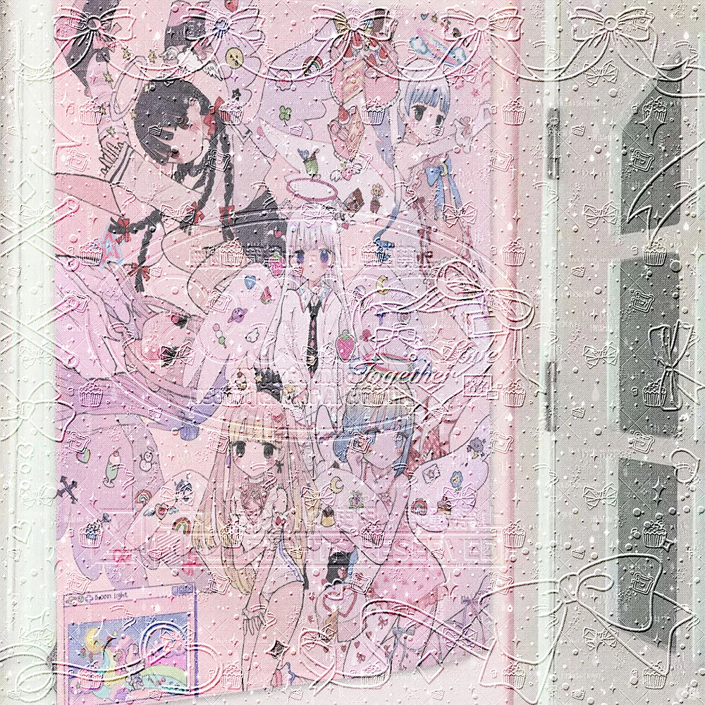 Aesthetic Kawaii Angel Tapestry, Cute Cake Anime Girl Wall Hanging for Bedroom Dorm, Room Decor Gift