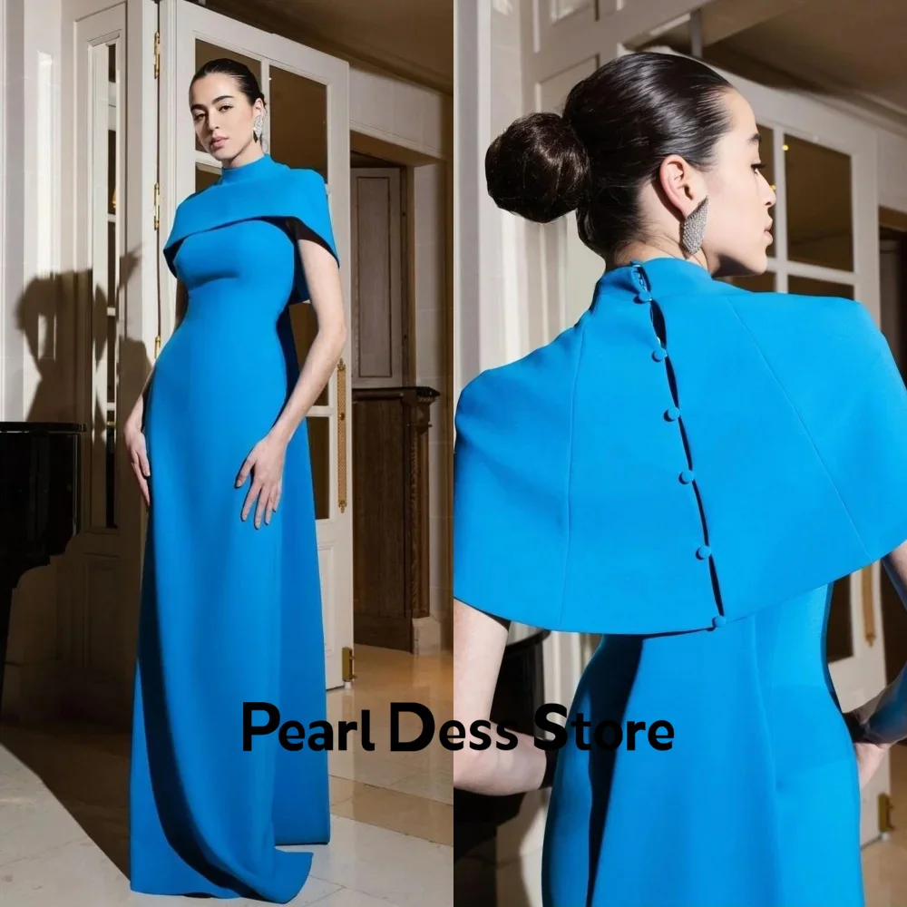 

Pearl Fish Tail Robe De Soiree Femmes Shawl Evening Dresses 2024 Luxury Dress for Weddings Satin Blue Elegant Chic Dress Es Prom