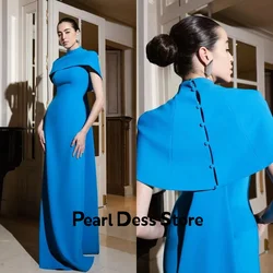 Pearl Fish Tail Robe De Soiree Femmes Shawl Evening Dresses 2024 Luxury Dress for Weddings Satin Blue Elegant Chic Dress Es Prom