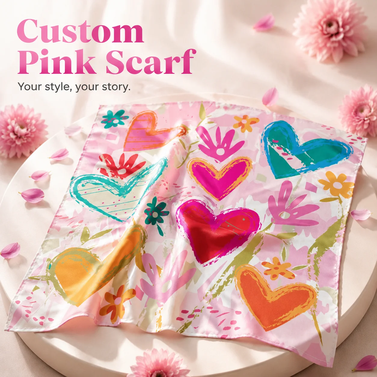 5pc Custom Silk Scarf Women Personalized Print Your Own Design Minimalist Elegant Square Necktie Luxury Hair Bandana