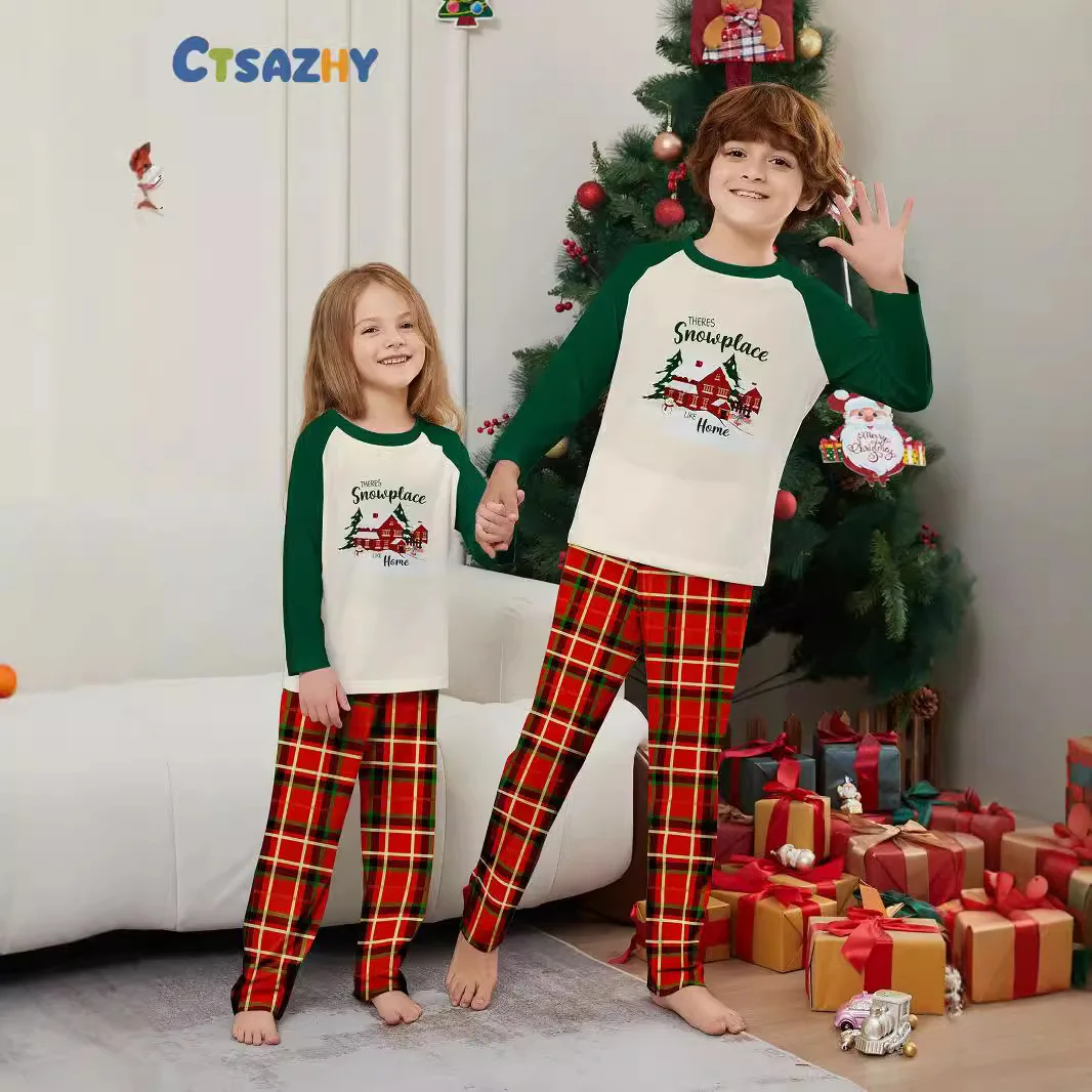 2025 New Family Matching Outfits Merry Christmas Adults Kids 2 Pieces Pajamas Set Soft Loose Sleepwear Xmas Look Pyjamas Sets