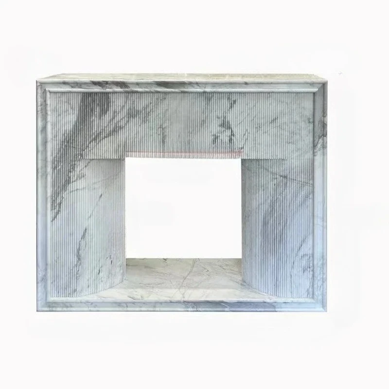 

French simple wind stone fireplace marble bluetooth American villa decorative cabinet stone carving fireplace