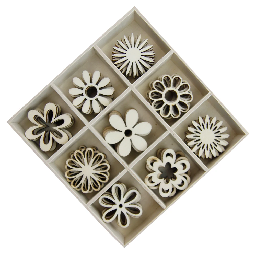 

45pcs Wooden Decorative Slices DIY Craft Material Smooth Surface Kids Projects Wooden Pieces Embellishments
