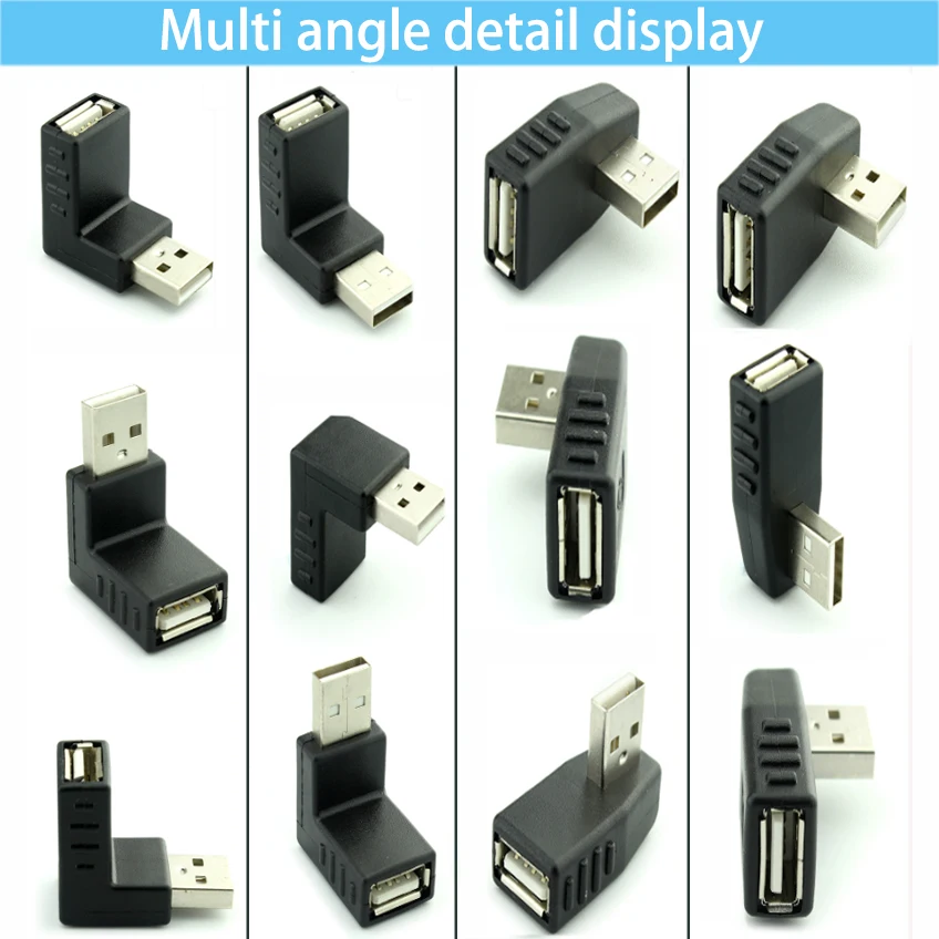 Cltgxdd 30 cm USB 2.0 1/2 Verbindungskabel. Ein drehbar um einen weiblichen Kopf. 90 Grad nach oben/unten/links/rechts gebogene Adapterverlängerung – Detail 10