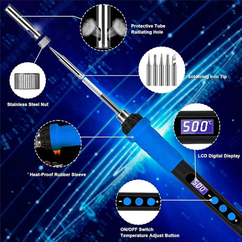

LJL DIY Soldering Iron Kit, 90W LED Display Adjustable Temperature Soldering Iron, Automatic Sleep Mode Soldering Gun