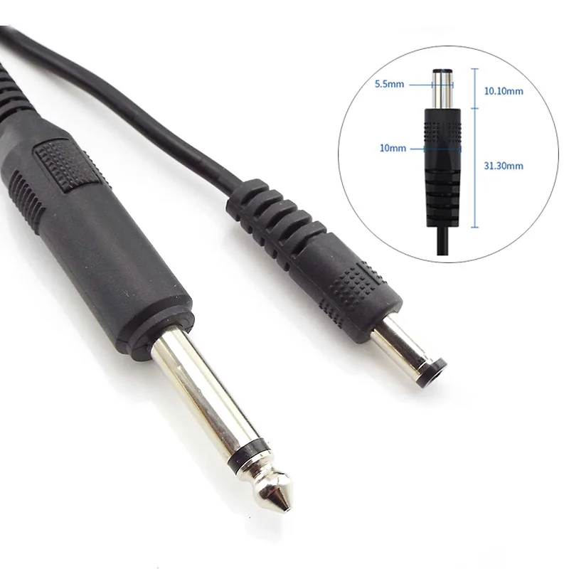 1x 6.5mm do DC przewód zasilający Miękki kabel zasilający audio 6.5mm Adapter połączeniowy DC do maszynki do tatuażu Mikrofon akcesoria gitarowe D5