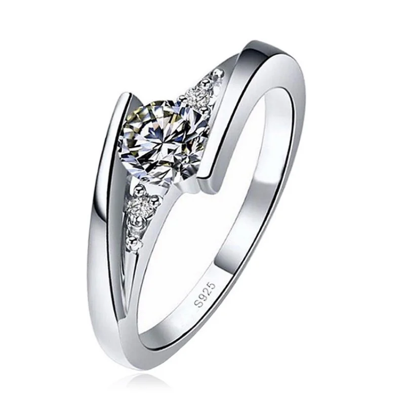 2025 New Vintage Silver Color Zircon Stone Ring for Women Cute Small Round Crystal Wedding Jewelry Promise Engagement Ring