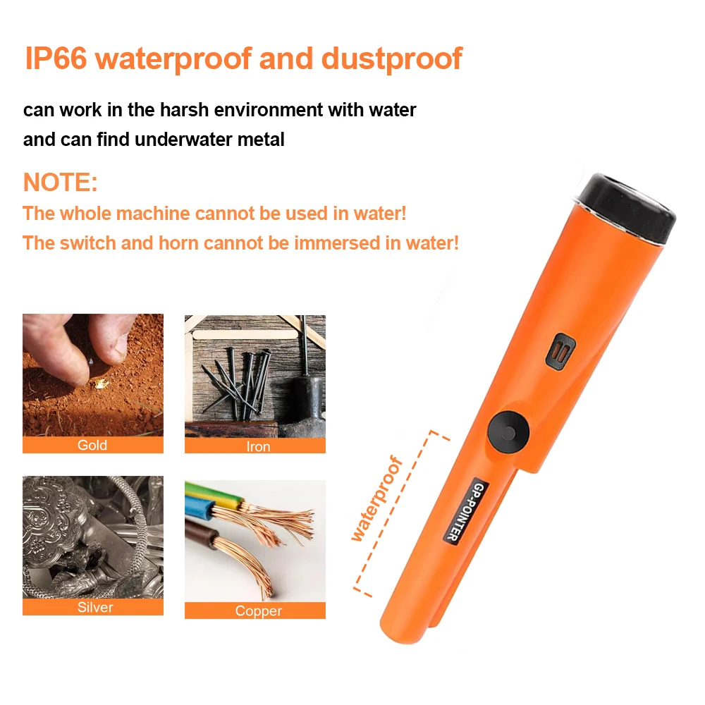 1pc Waterproof And High-Sensitivity Safety Detector Positioning Rod Handheld Underground Metal Detector GP Pointer Handheld
