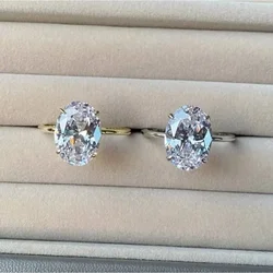 Exquisite Gold Silver Color Rings for Women Oval Dazzling Zircon Jewelry Bride Wedding Anniversary Gift for Wife&Girlfriend