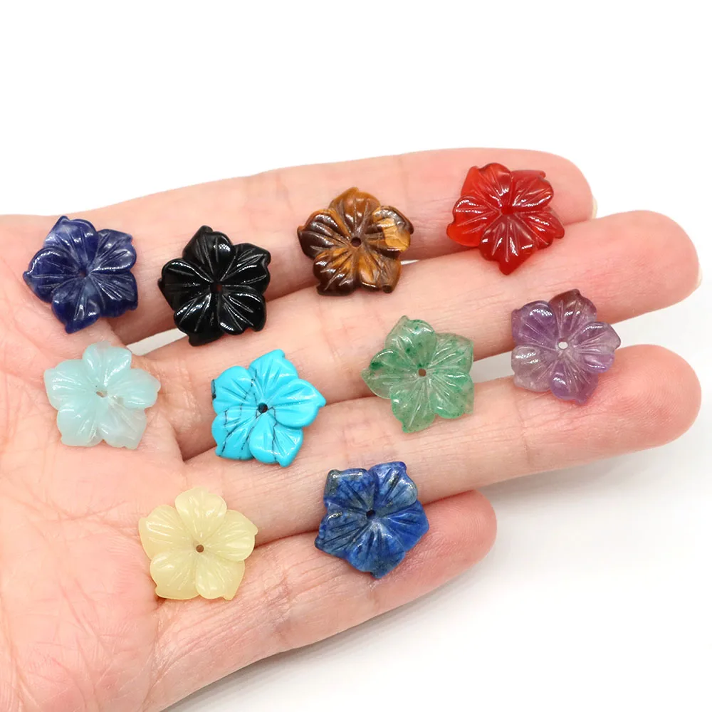 

15mm Crystal Peach Blossom Flower Spacer Beads Natural Stone Loose Charm Bead for DIY Earring Bracelet Necklace Jewelry Making