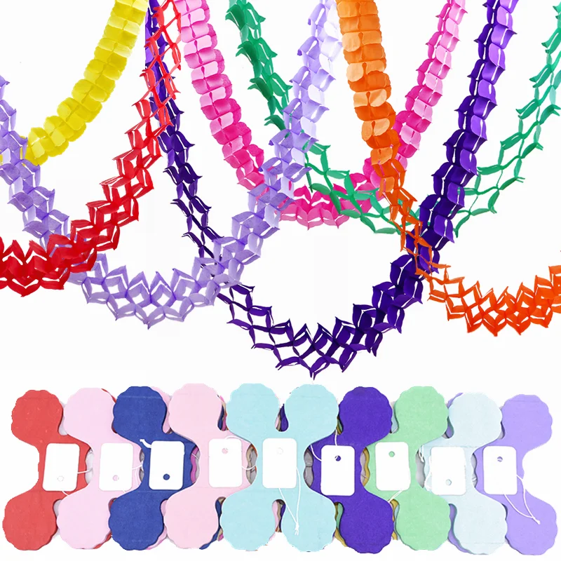 

2pcs Four Leaf Clover Paper Pull Flags Multicolor Tissue Garland Wedding Birthday Party Backdrop DIY Hanging Streamer Decoration