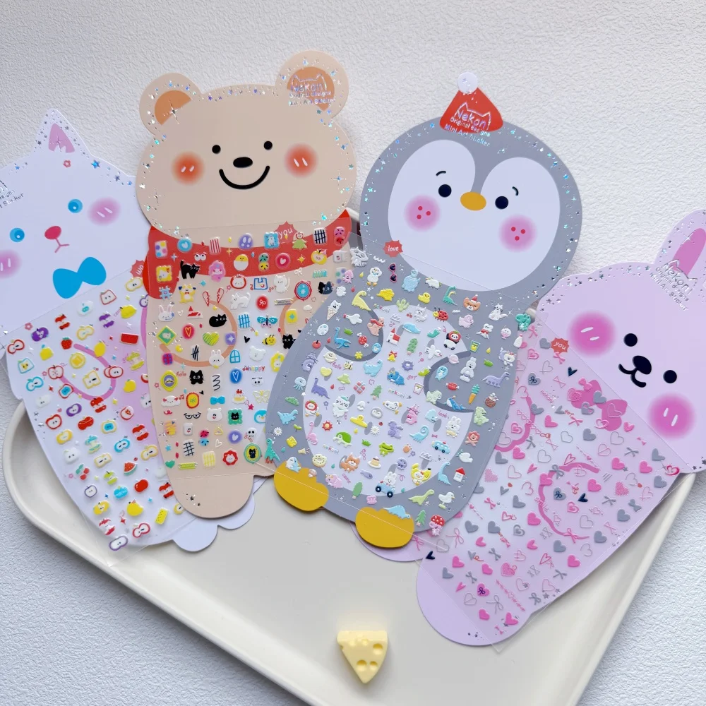 Korean Import Original NEKONI Cute Mini Animals Fruit PVC Stickers Scrapbooking Diy Kawaii Sticker Diary Stationery Art Supplies