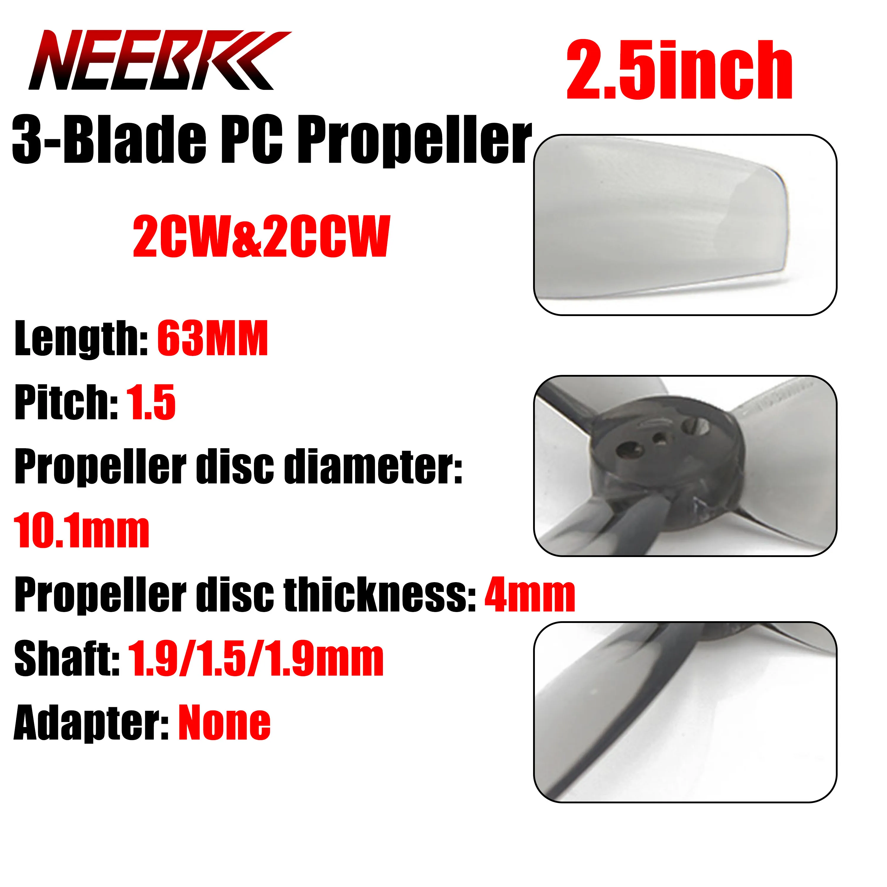 4PCS 2.5inch 63mm 3-Blade 2CW&2CCW PC Propeller for RC FPV Racing Drone Freestyle Cinelog25 Defender 25 DIY Airplane Part Toy