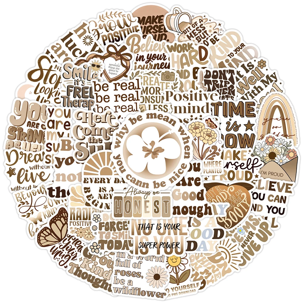 

10/30/50pcs Bohemia Style Inspirational Phrases Stickers Retro Cartoon Decals DIY Skateboard Guitar Laptop Graffiti Sticker Pack