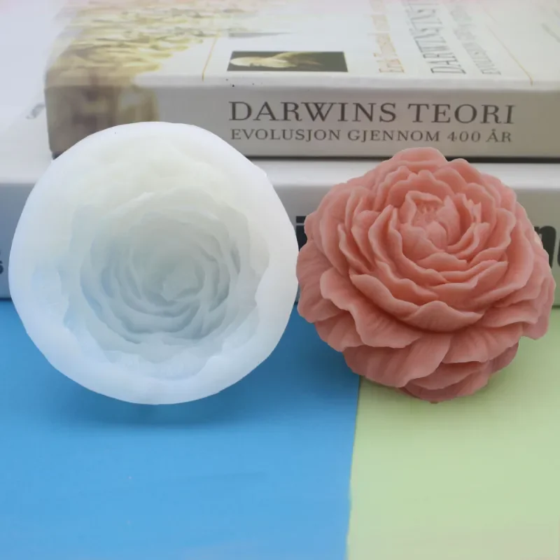Molde de vela de silicona con flor de peonía grande, hecho a mano, vela de rosa 3D, jabón, yeso, resina, herramienta para hornear pasteles, regalo de decoración del hogar