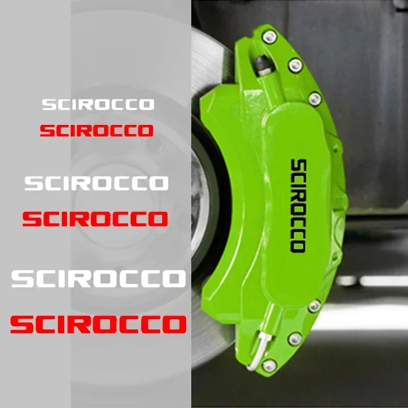 6pcs Car Caliper Sticker Tire Brake Cover Heat Resistance Waterproof Film for Volkswagen Scirocco Logo Body Decal Accessories