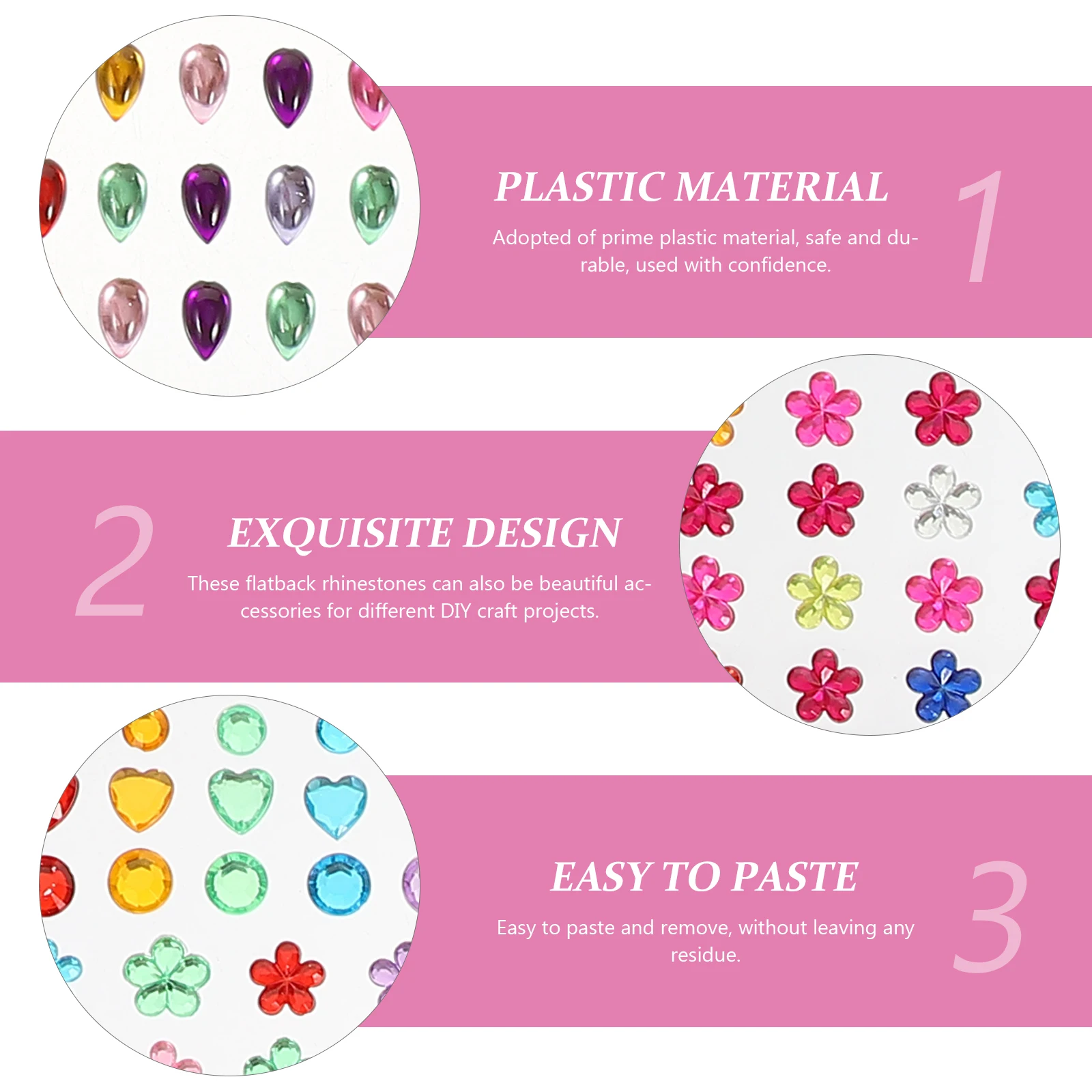 

8 Sheets Plastic Diamond Multi-Function Gems Decals For Diy Crafts Scrapbook Phone Case Decor Rhinestone Stickers Decorative Gem