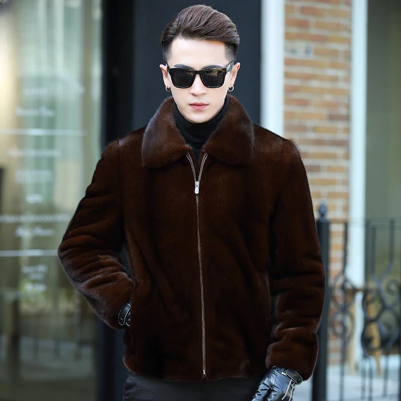 

2024 Men Autumn Winter Fashion Imitation Mink Fur Coats Men's Slim Fit Warm Overcoats Male Long Sleeve Faux Fur Jackets D329