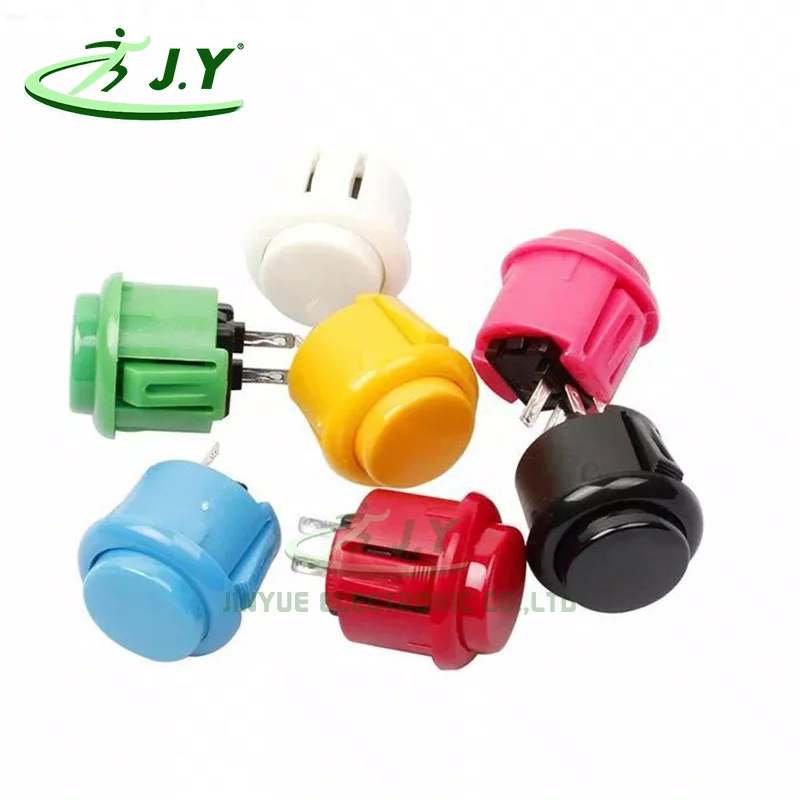 JY Copy Sanwa 24mm Clip Type Arcade Push Button Switch Round Button with Microswitch for Arcade Fighting Games Machine Console