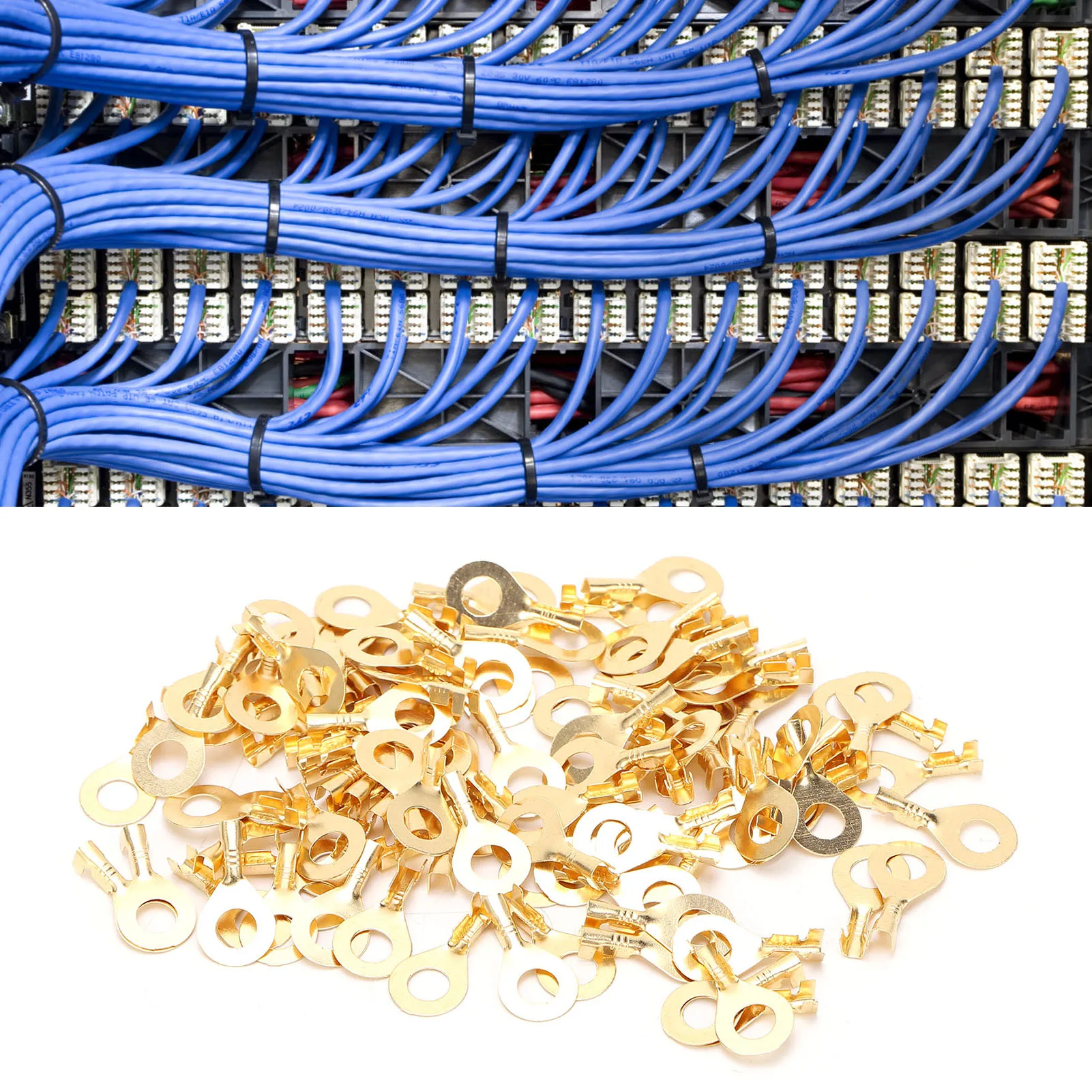 

100Pcs Lug Ring Terminal Cold Pressed Cable Crimp End Battery Cable Connector M6 6.2mm