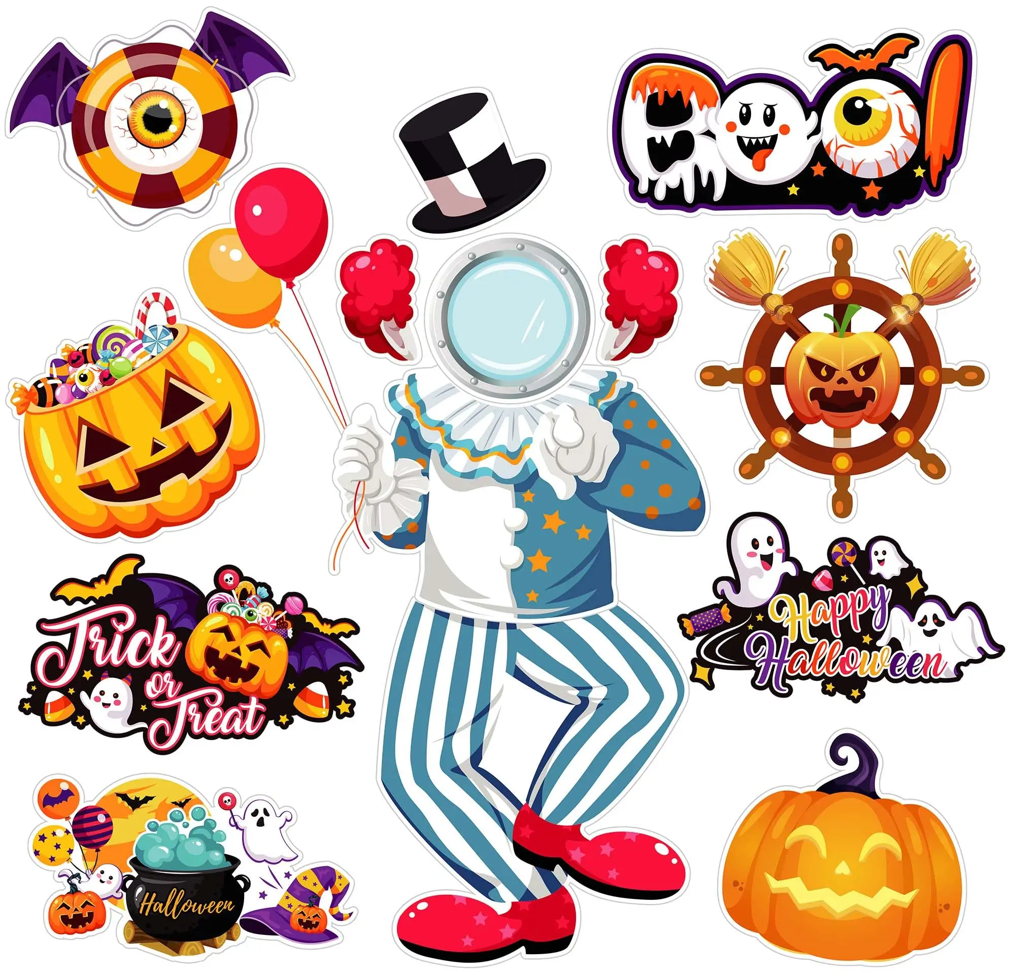 

15pcs Spooky Cute Magnets for Halloween Cruise Door Decorations, Funny Jester Ghost Pumpkin Magnets for Halloween Party Magnetic