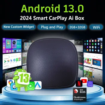 2024 Android 13 Smart CarPlay Ai Box Wireless CarPlay Wired for YouTube GPS for Netflix Wireless Android Auto 5GWiFi