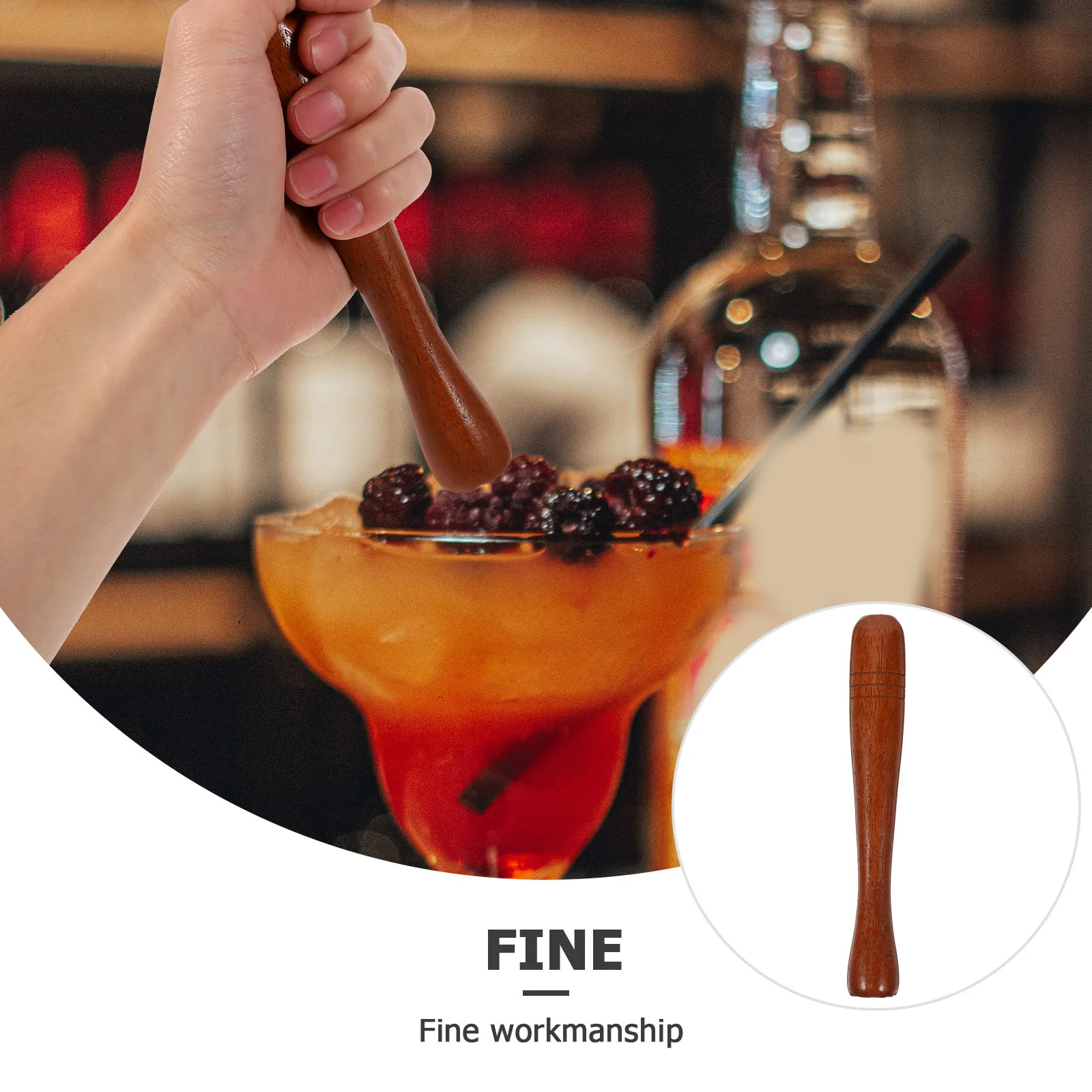 

Muddler Food Safe Long Handle Ice Crusher Cocktail Mixing Mashing Stick Kitchen Accessory Kitchen Bamboo Muddler