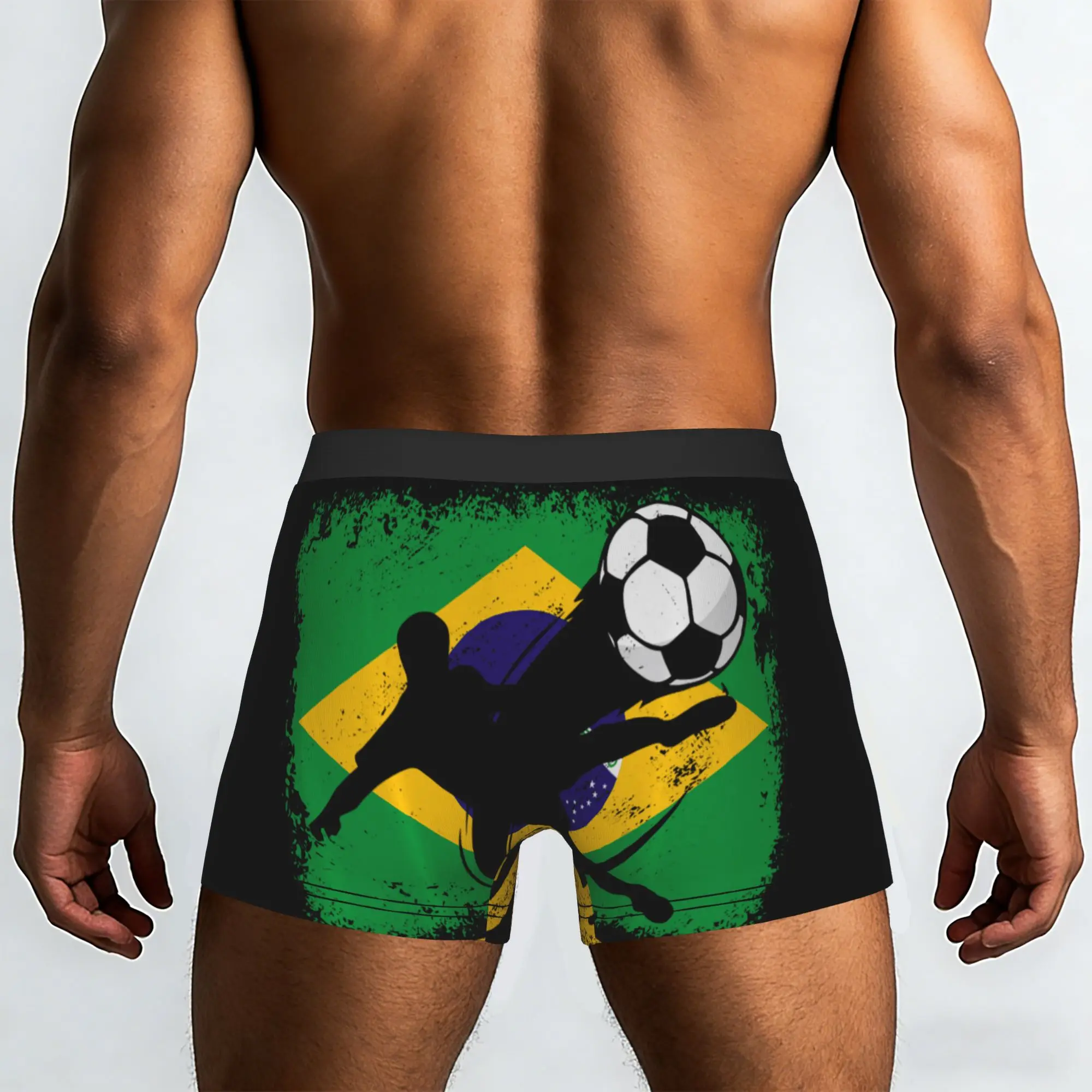 Brazilian National Flag Brazil Football  Brasil Underpants Breathbale Panties Men's Underwear Print Shorts Boxer Briefs view 2