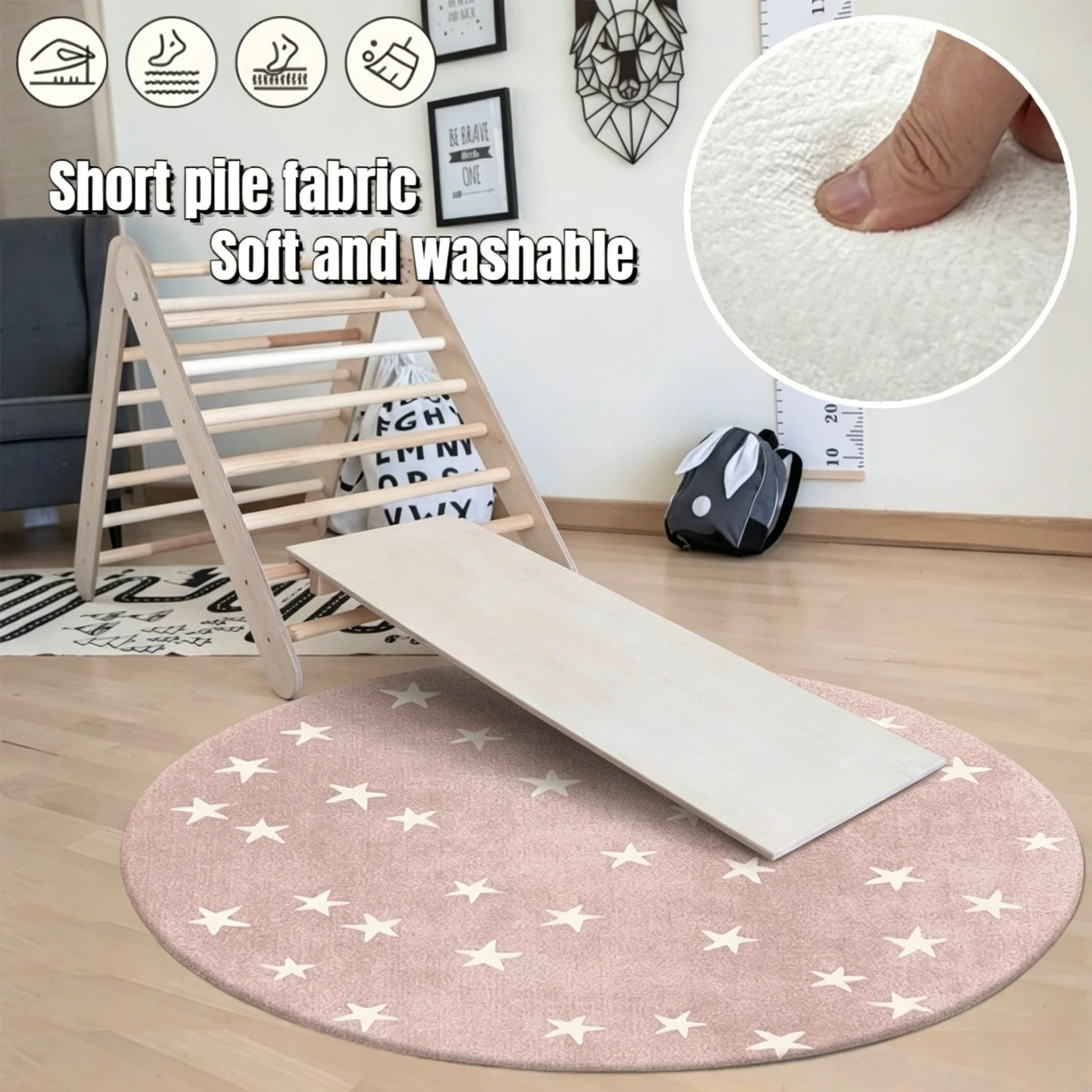 Desk Setup Girly - Nordische Niedliche Teppiche für Wohnzimmer, Cartoon-Stil