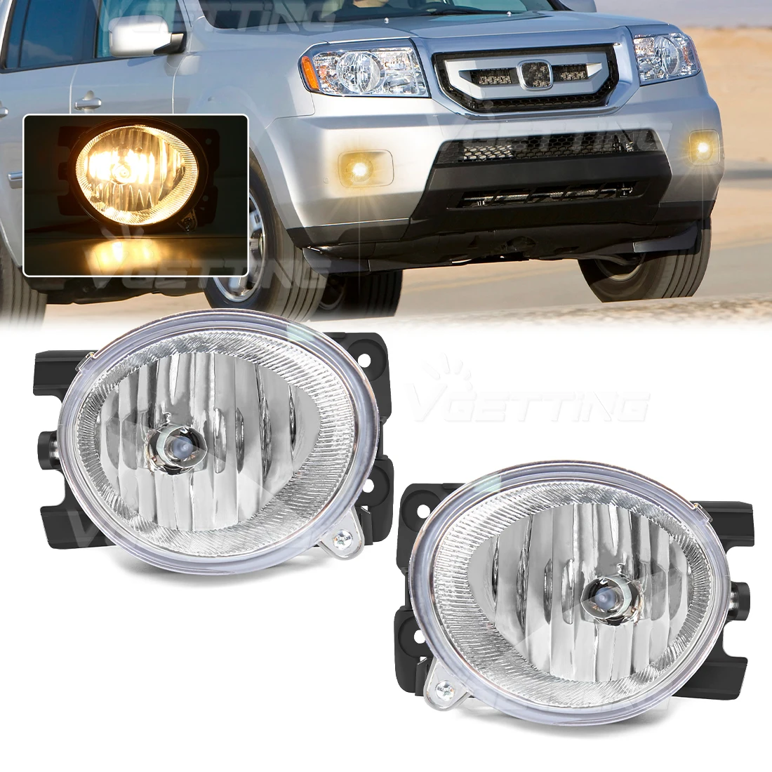 

1 Pair Car Front Bumper Fog Light Assembly For Honda Pilot 2009 2010 2011 Halogen Bulbs Headlight Foglamp Accessories 12V