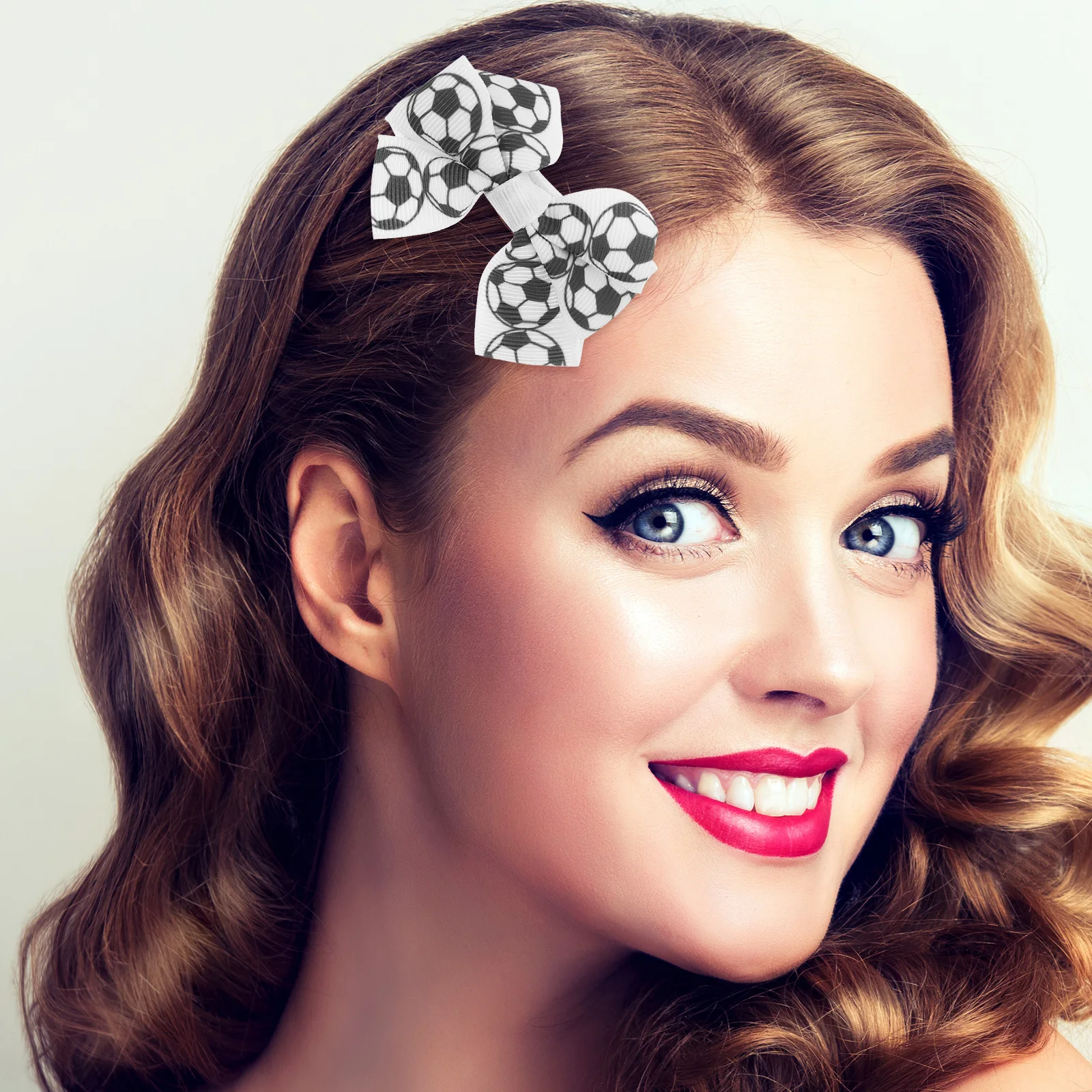 

6 пар заколок для волос с футбольным бантом, ленты с футбольным принтом, заколки, спортивные тематические аксессуары для волос для девочек и женщин, заколки для волос с футбольным бантом