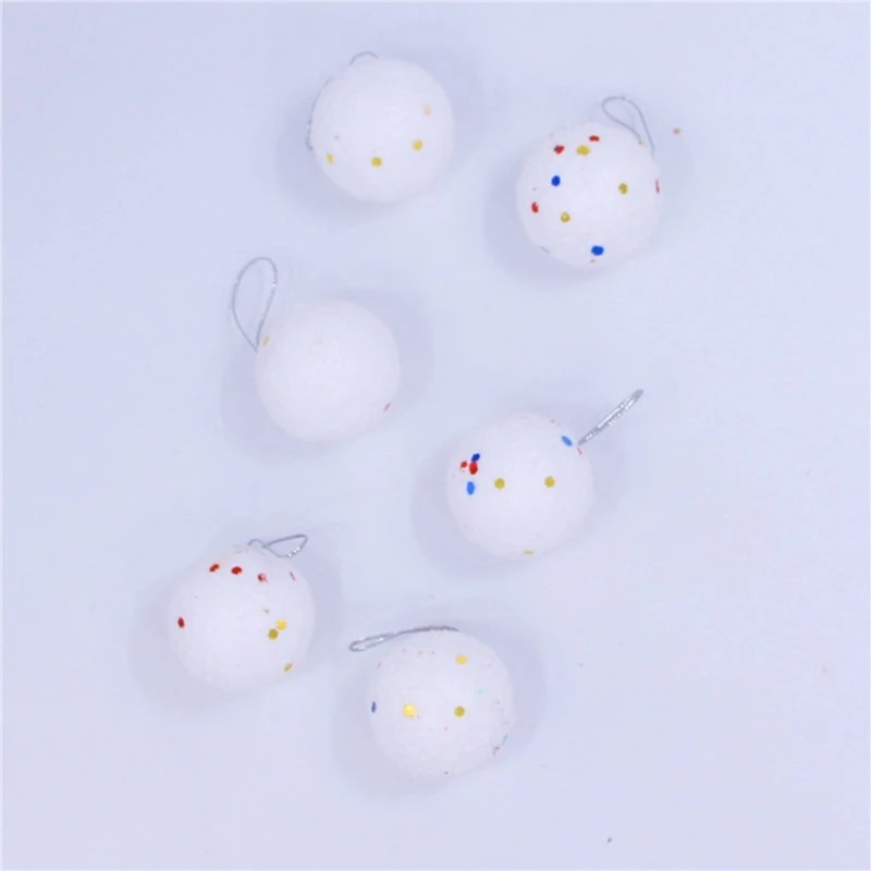 6Pcs White Foams Snowballs Christmas Tree Hanging Ornaments Shatterproofs for Holiday Decorating