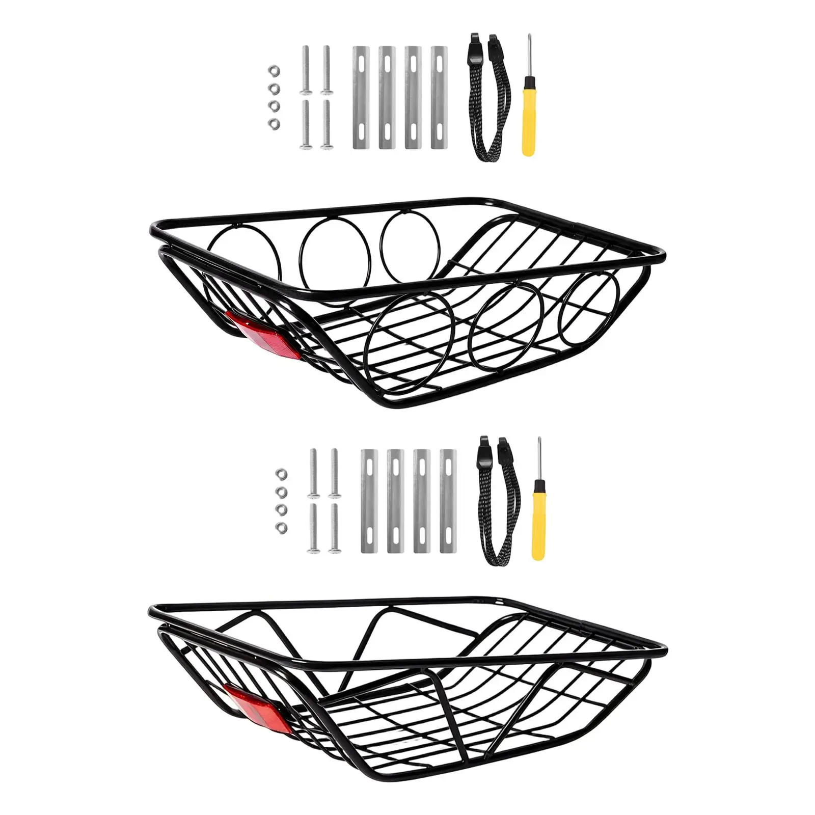 

Bike Rear Basket Large for Folding Bike with Fixing Hardware and Tool Thickened Rust Resistant Black Bicycle Rear Rack Basket