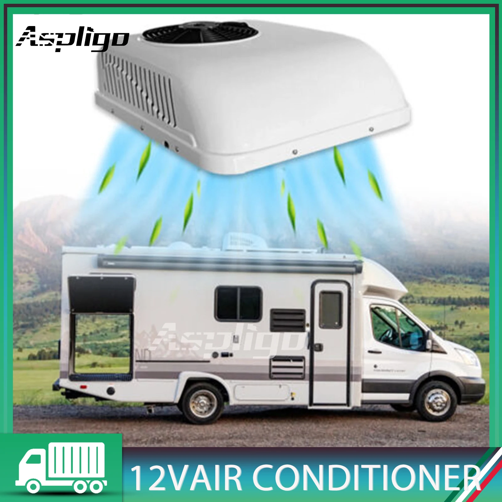 

Aspligo Fast Cooling Car Roof Air Conditioner 13500BTU New Energy Parking Air Conditioning for Camper Truck Motorhome Tractor