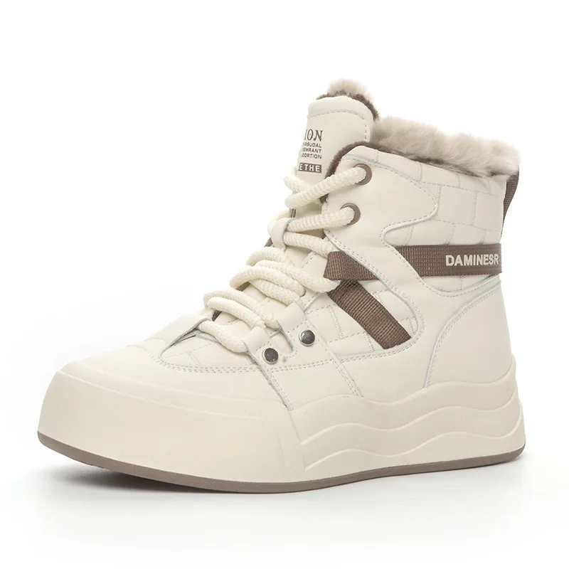 

5cm Microfiber Leather Chunky Sneaker Loafer High Brand Winter Plush Spring Warm Autumn Ankle Booties Women Platform Shoes