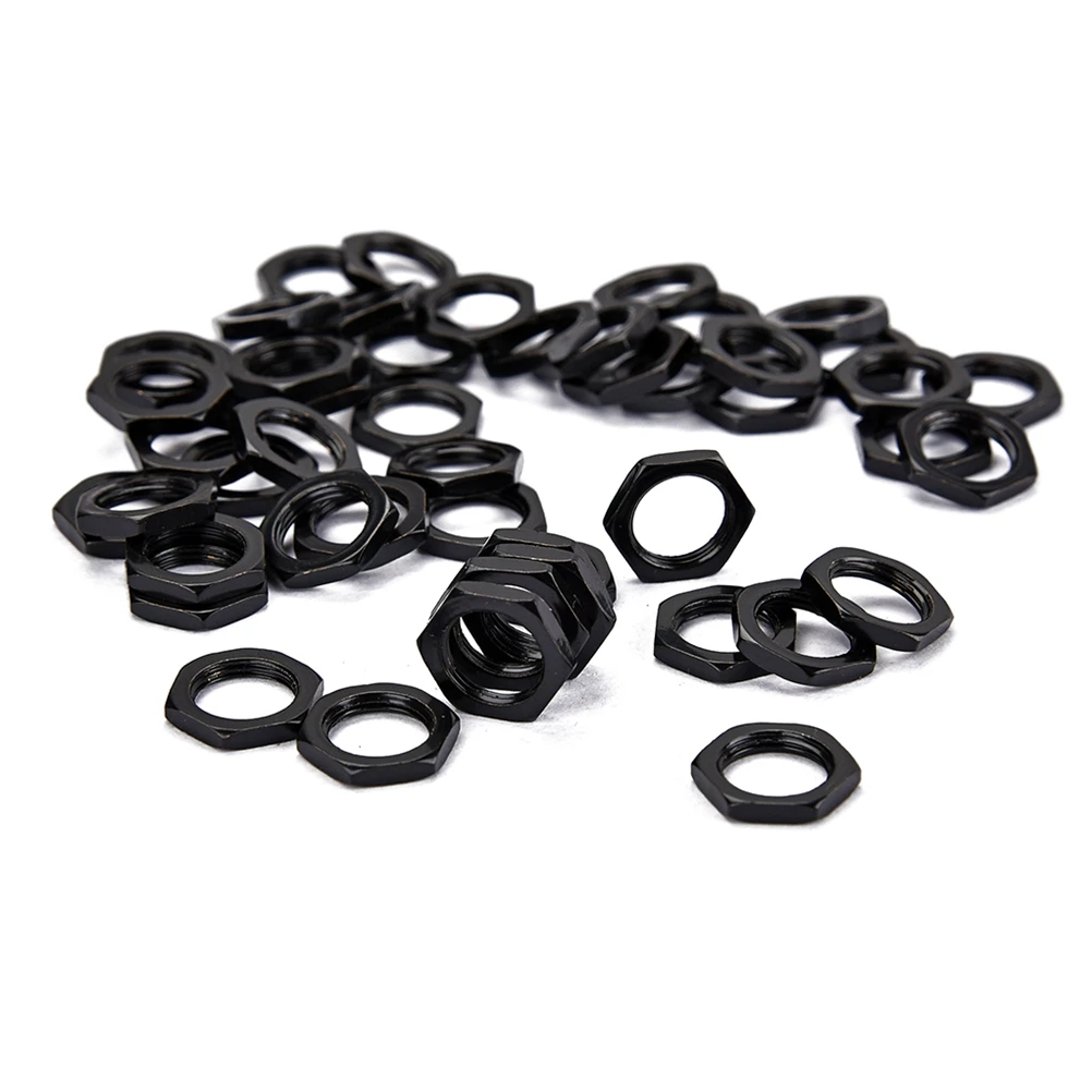 

50Pcs Fine Tooth Zinc Nuts Thin Light Nut 8mm Compatible Guitar Bass Socket Jack Replacement Fine Nut Zinc Nuts