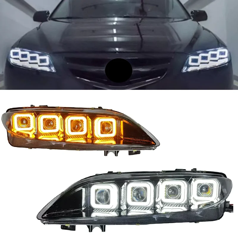 

full LED Headlight Assembly For Mazda 6 03-15 modified DRL Front lamp with Dynamic Turn Signal low high beam