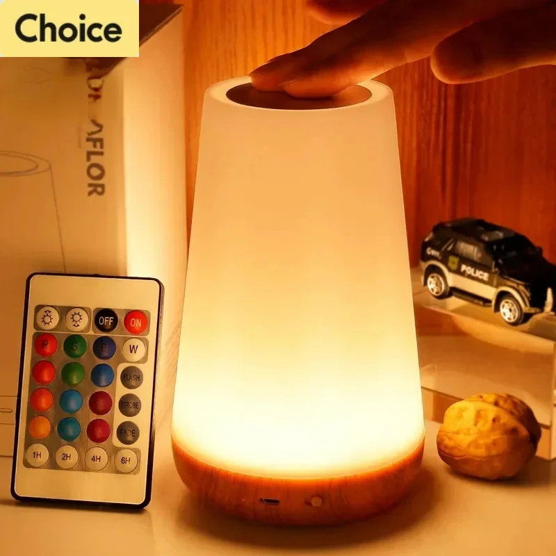 13 Color Changing Night Light RGB Remote Control Touch Dimmable Lamp Portable Table Bedside Lamps USB Rechargeable Night Lamp