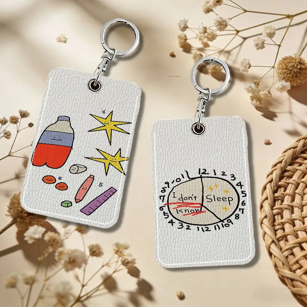 Dolphin Coconut Tree Cartoon Rectangle Keychain Card Holder, Badge Credit Card Holder, Student ID Card Holder, Bus Cards Cover