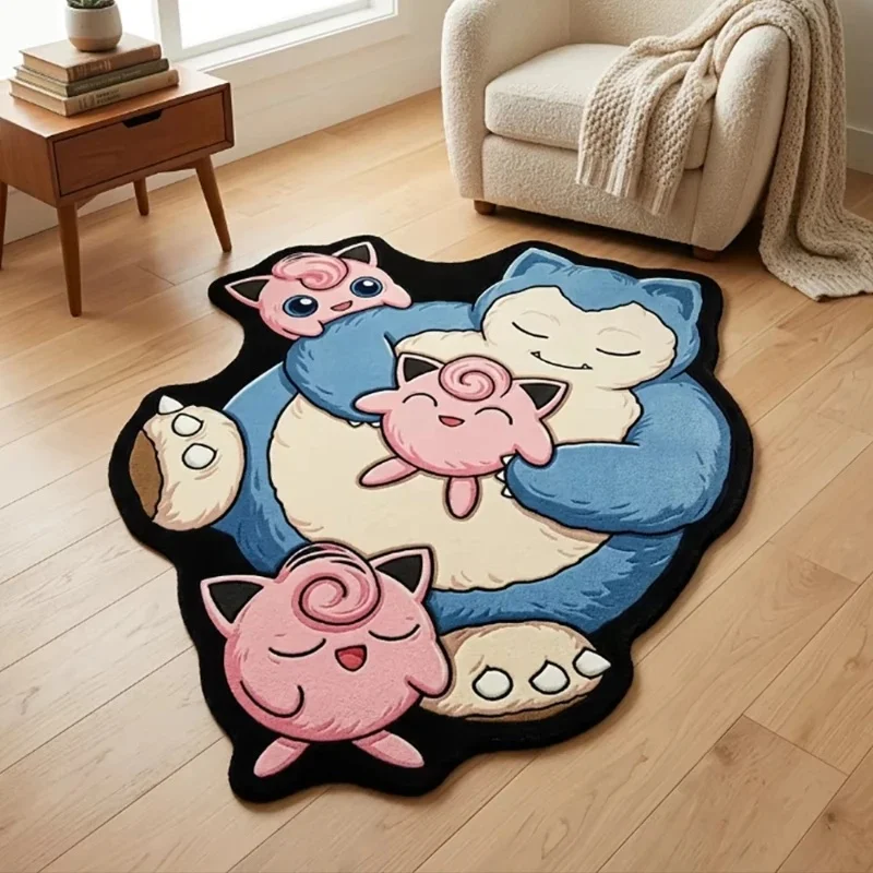 Snorlax Faux Cashmere Rug, Sleepy Cartoon Floor Carpet, Irregular Soft Mat, Bedroom Living Room Home Decor Gift