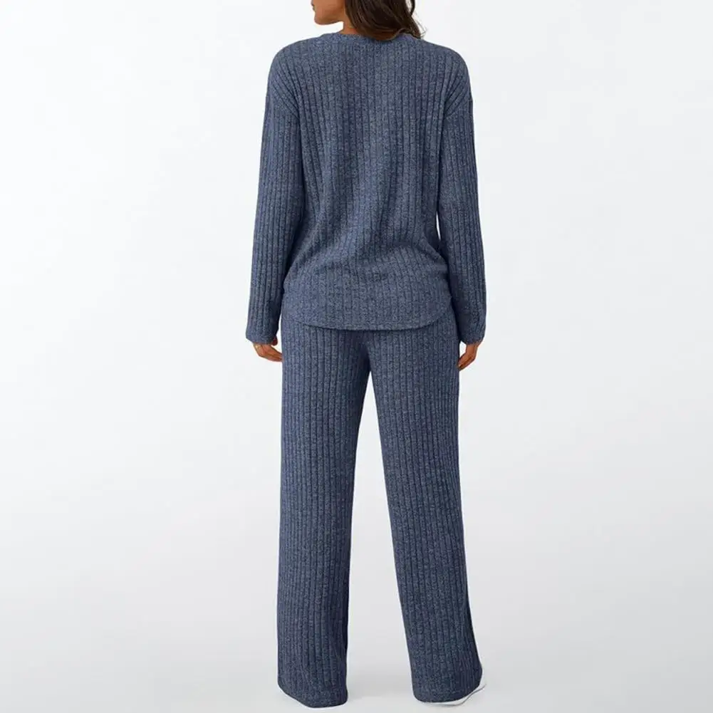 Comfortable Sleep Set Cozy Women's Lounge Sets Long Sleeve Top Wide Leg Pants Pajamas Matching Sweat Suits with for Ultimate