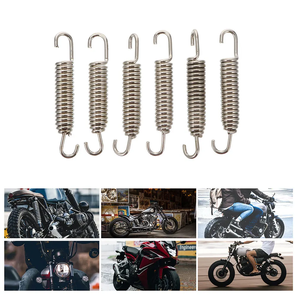 

8pcs Exhaust Pipe Springs Motorbike Hooks Motorcycle Tool Universal Fit High Temp Resistant Vibration Reduction Stainless Steel