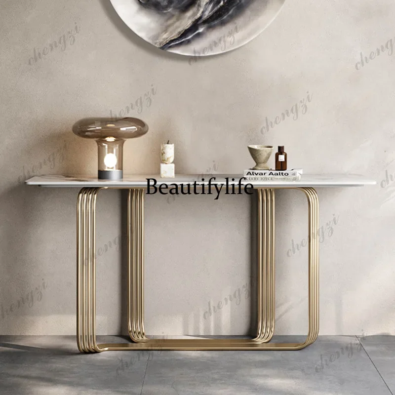 C178 Italian light luxury entrance table against the wall to enter the house modern simple marble luxury stone entrance platform