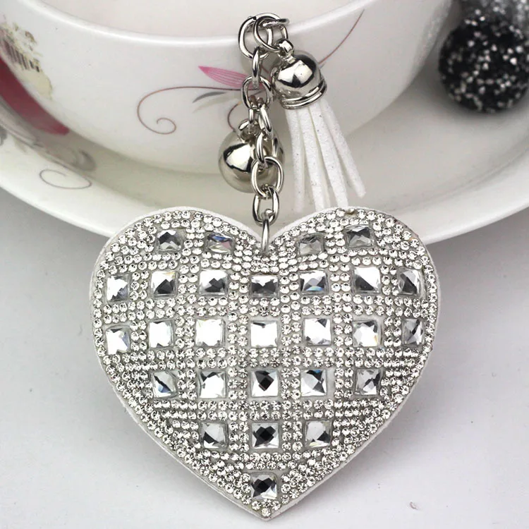 luxury Heart Shape Crystal Keychain Pendant With Metal Keyring for Women\'s Bags and Car Key Accessories Wholesale Price