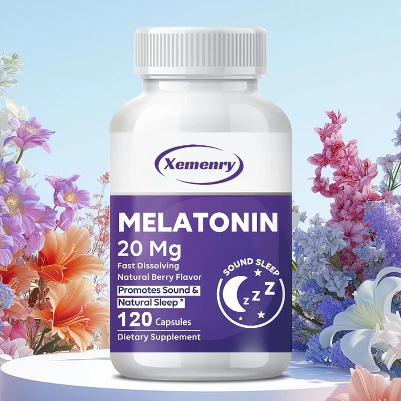 

Melatonin Capsules 20mg - Supports Relaxation, Stress, and Healthy Sleep, Non-GMO